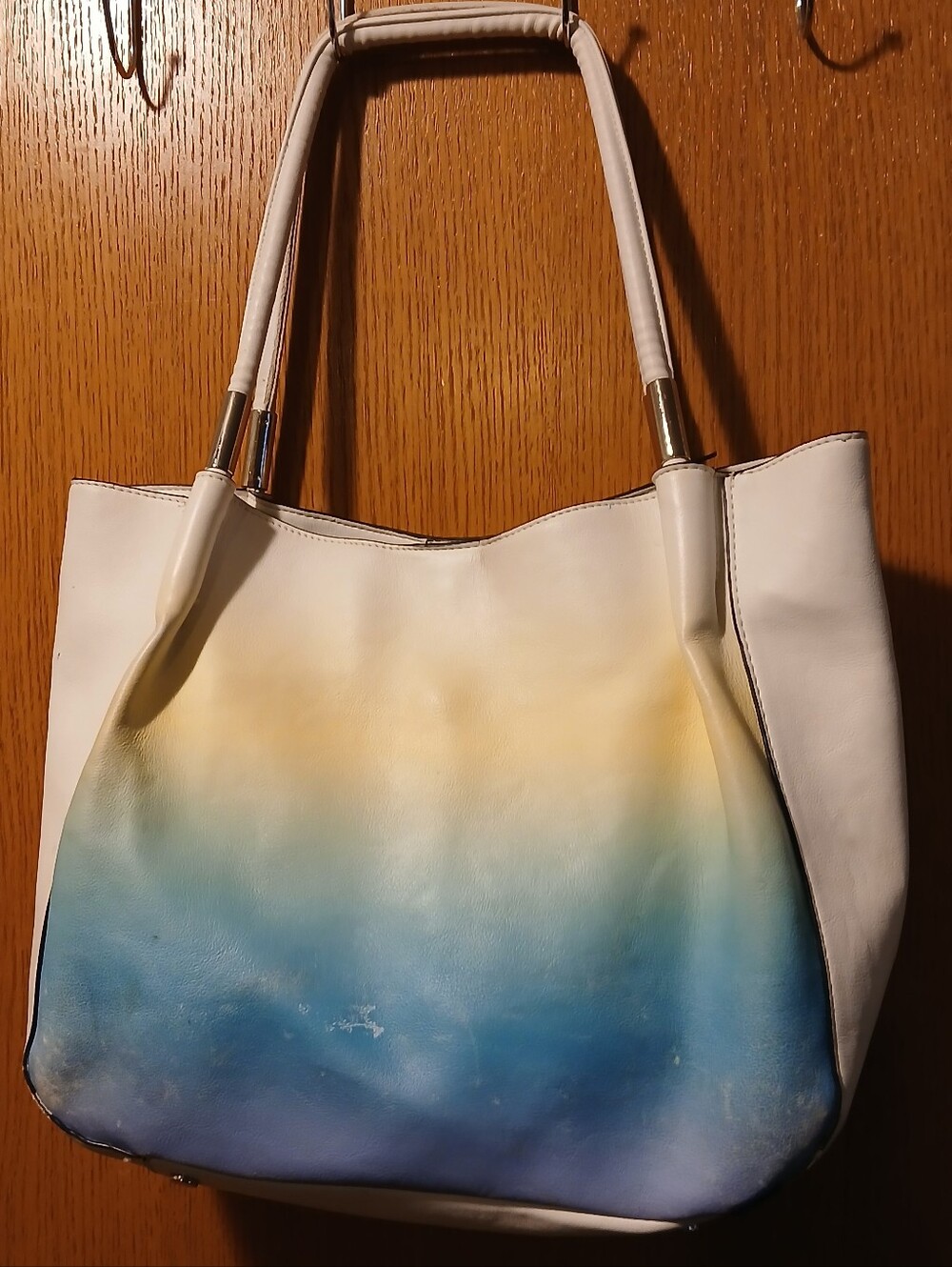 Alfani White to Blue/Yellow Ombre Tote Shoulder Bag